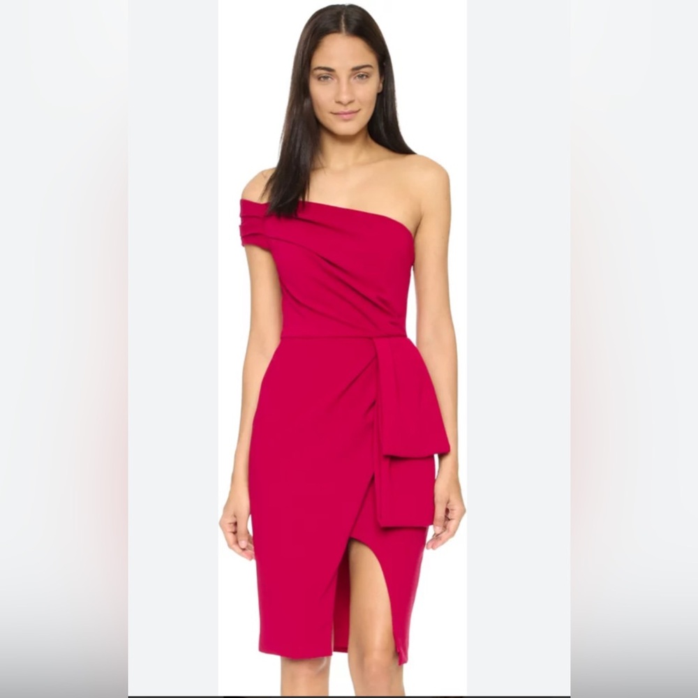 Black Halo red dress